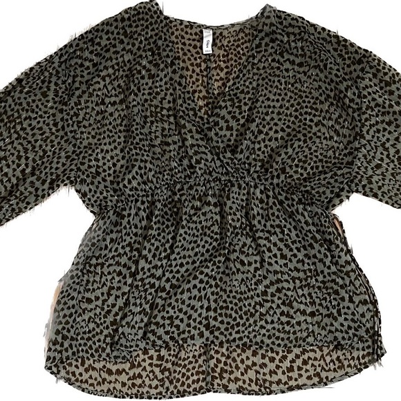 Green Fancy Leopard-Print Top - Picture 2 of 2